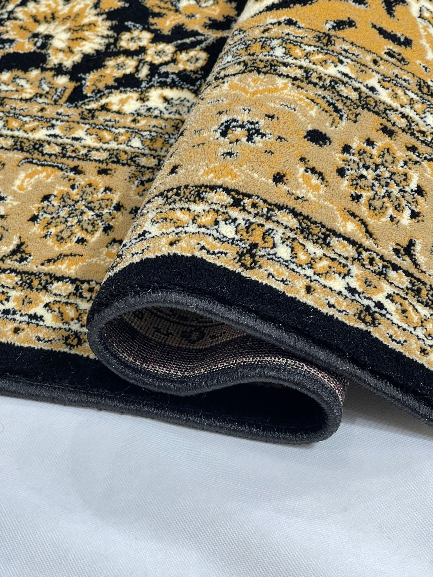 Persian polypropylene Rug,back woven(Article-01-Black) Size : 6.6 ft width x 9.6 ft length (200cm x 290cm)