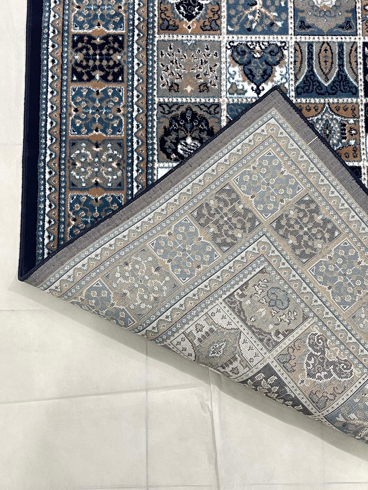 Persian polypropylene Rug,back woven(Article-3556-Blue)