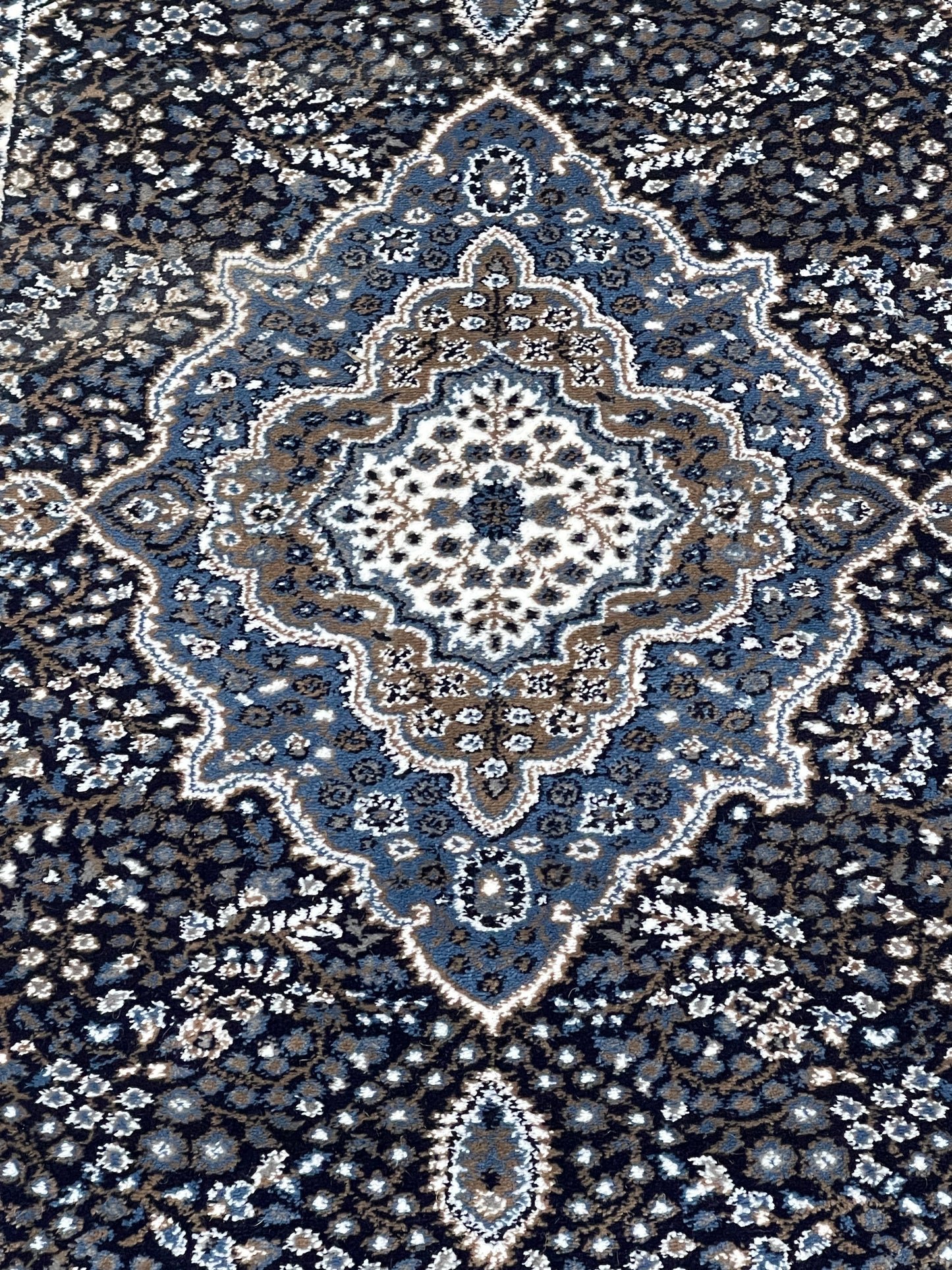 Dark Blue Persian Polypropylene Woven Rug.  Size : 2.6 ft width x 6.6 ft length  (80 cm x 200cm)