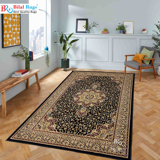 Persian polypropylene Rug,back woven(Article-04-Black)