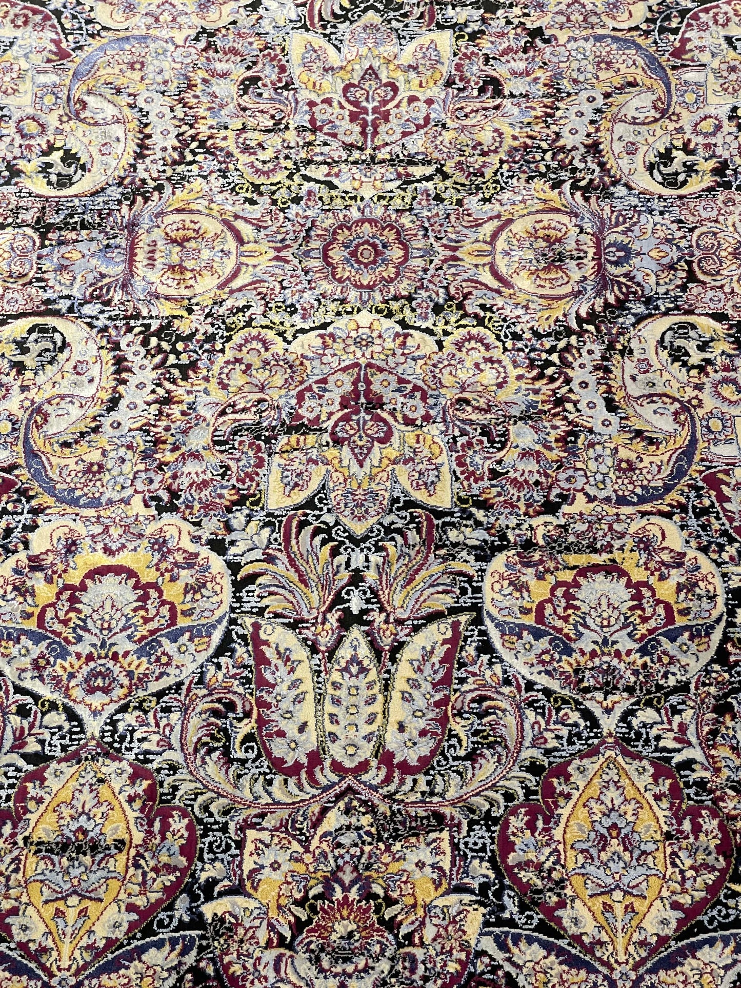 Irani Vintage Woven Rug.
 Article -2015-Grey,Purple
Size: 6.6 ft width x 9.6 ft length (200cm x 290cm)