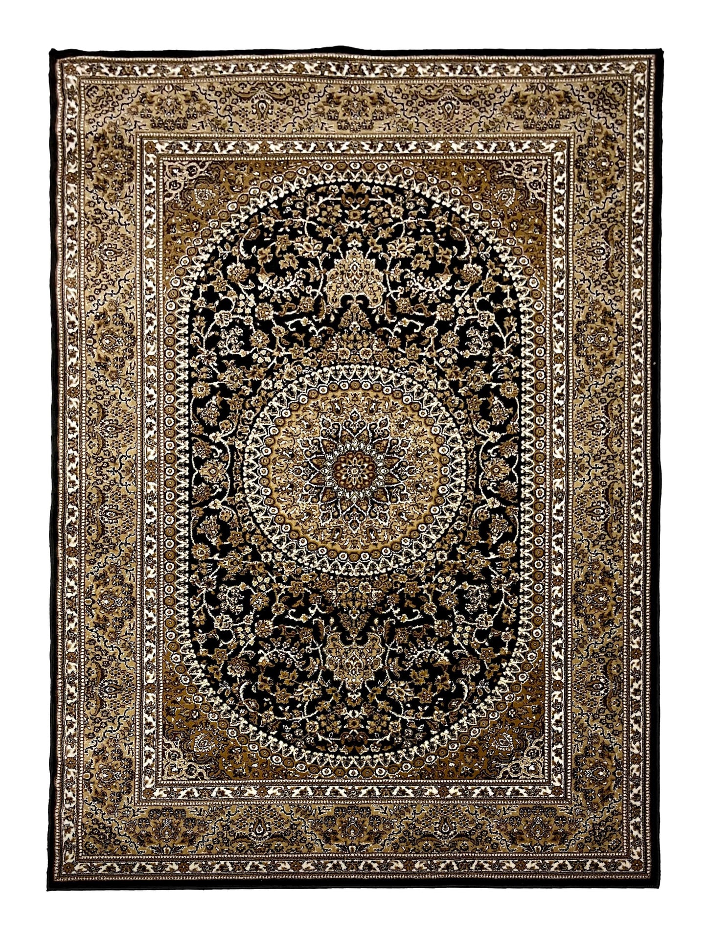 Persian polypropylene Rug,back woven(Article-22-Black)