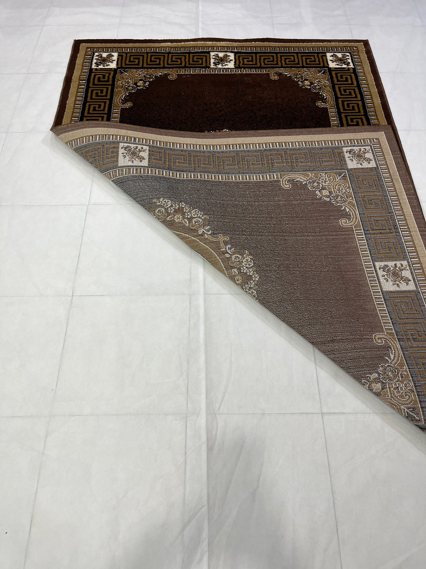 Versace polypropylene Rug,back woven(Article-75-Brown)