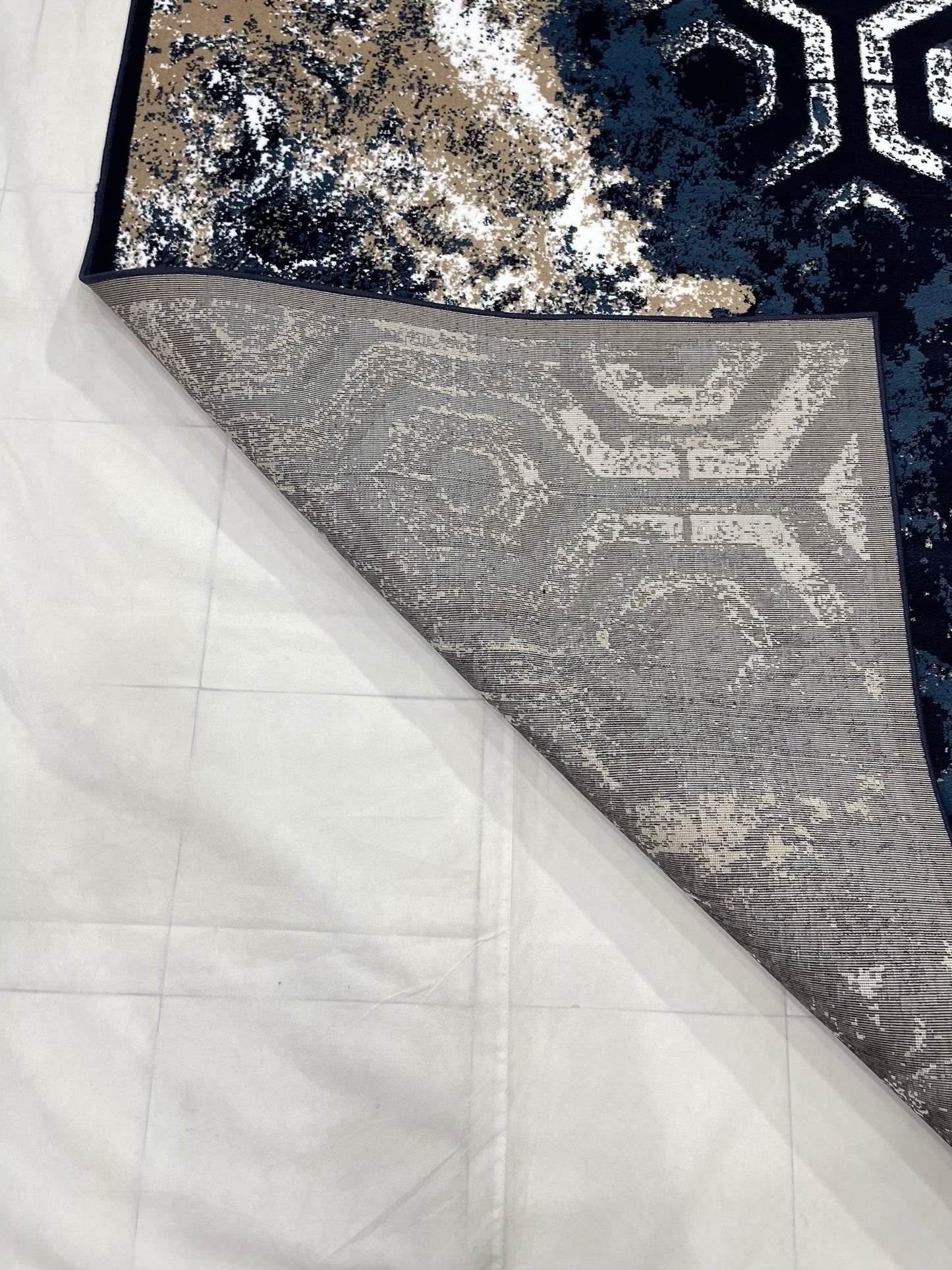 Modern Polypropylene Rug Back Woven(Article-381-Blue)