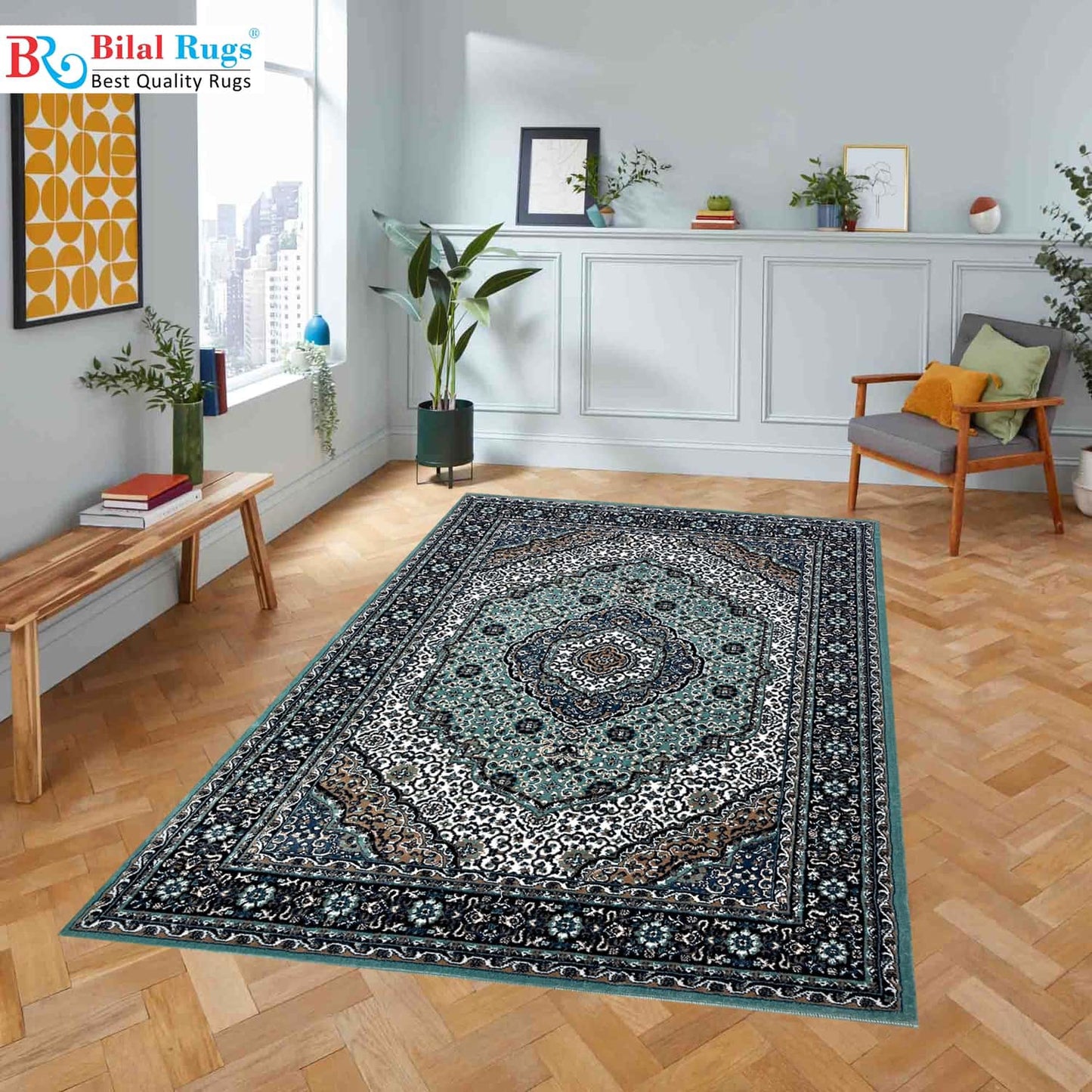 Persian polypropylene Rug,back woven (Article-141-feroze)