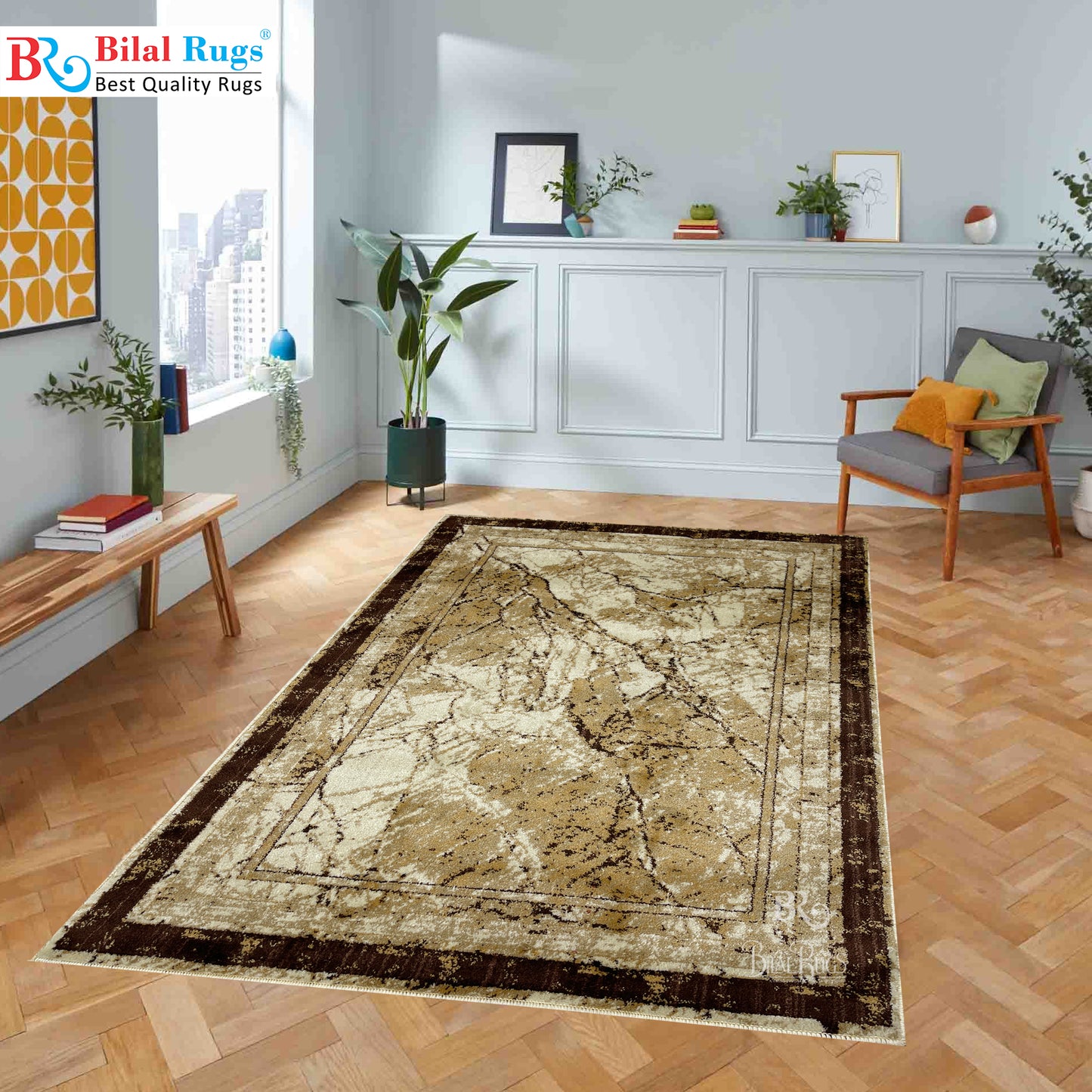 Modern polypropylene Rug,back woven(Article-566-Off white)