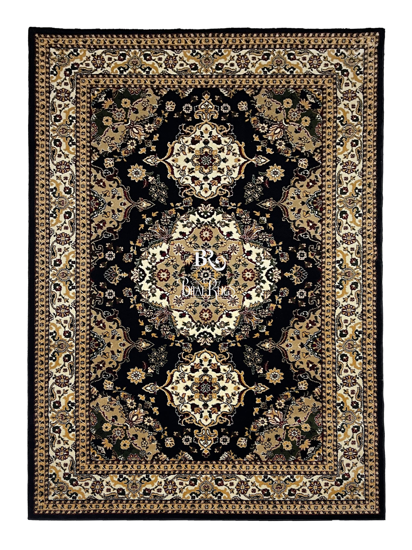 Persian polypropylene Rug,back woven(Article-28-Black)