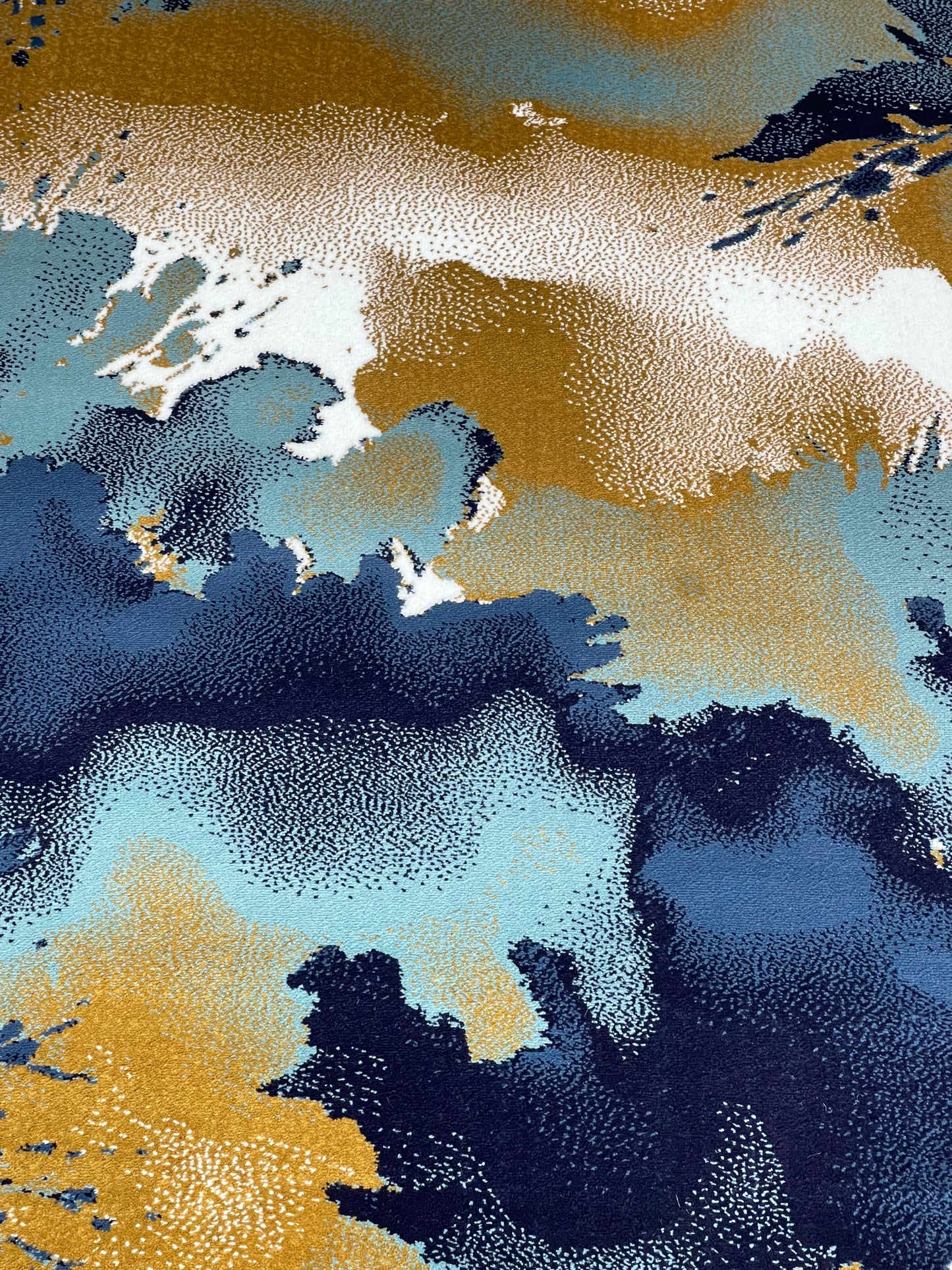 Modern polypropylene Rug,back woven.
(Article-1777-Blue) 
Size : 5 ft width x 7.3 ft length ( 150 cm x 220 cm)