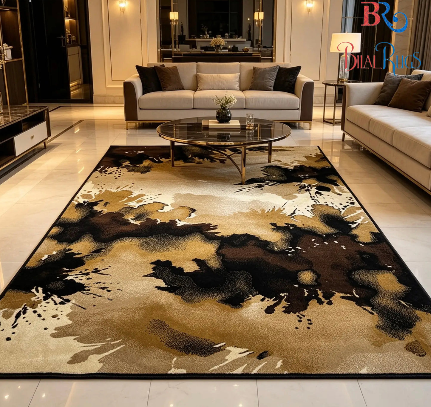 Modern polypropylene Rug,back woven(Article-166-Black )