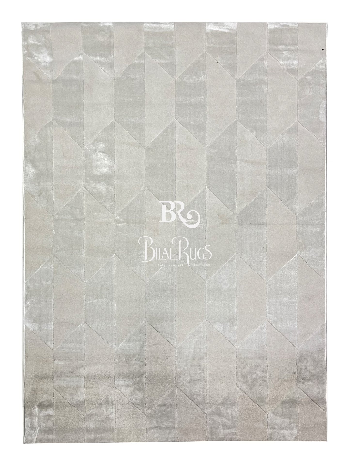 Modern Turkish Silk , Woven Back (Article-1307-White) Size : 5 ft width x 7.3 ft length