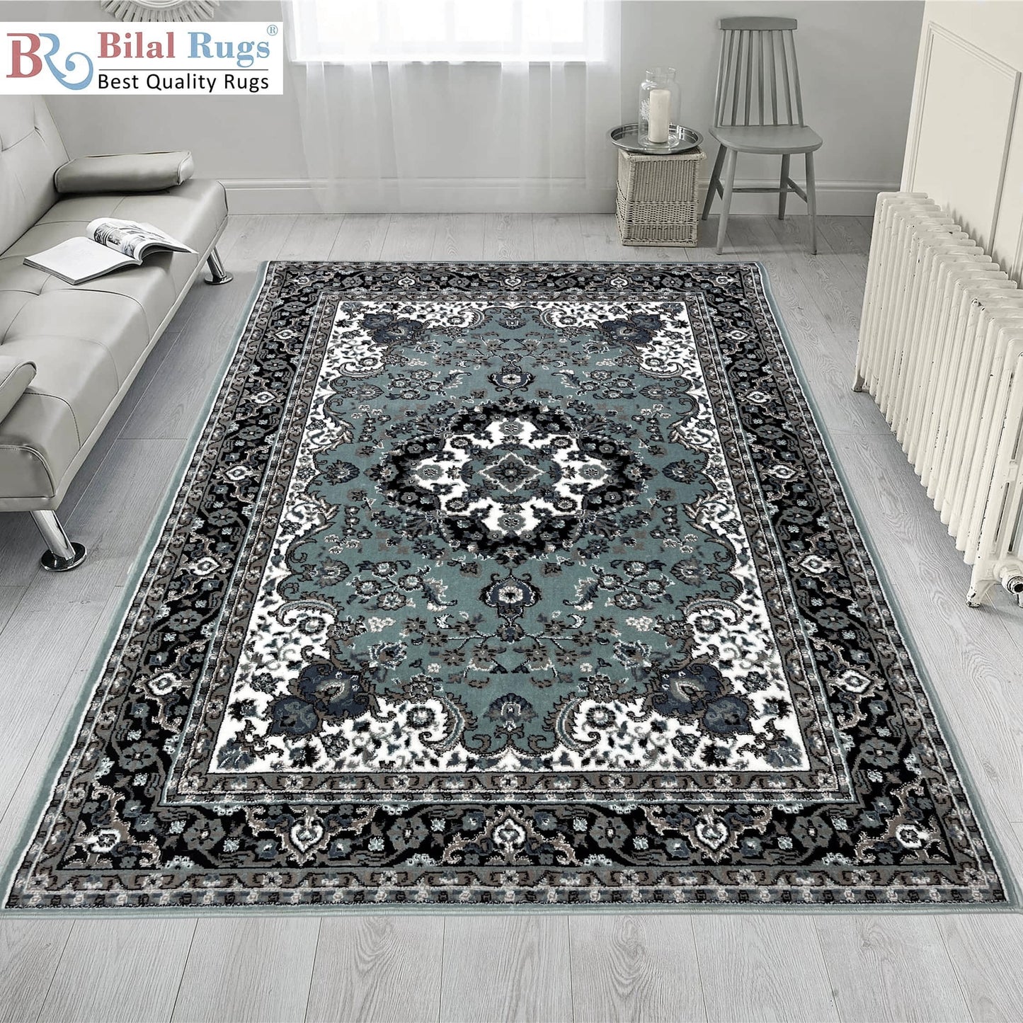 Modern  Polypropylene Rug,back woven(Article-1555-Black , Multi )