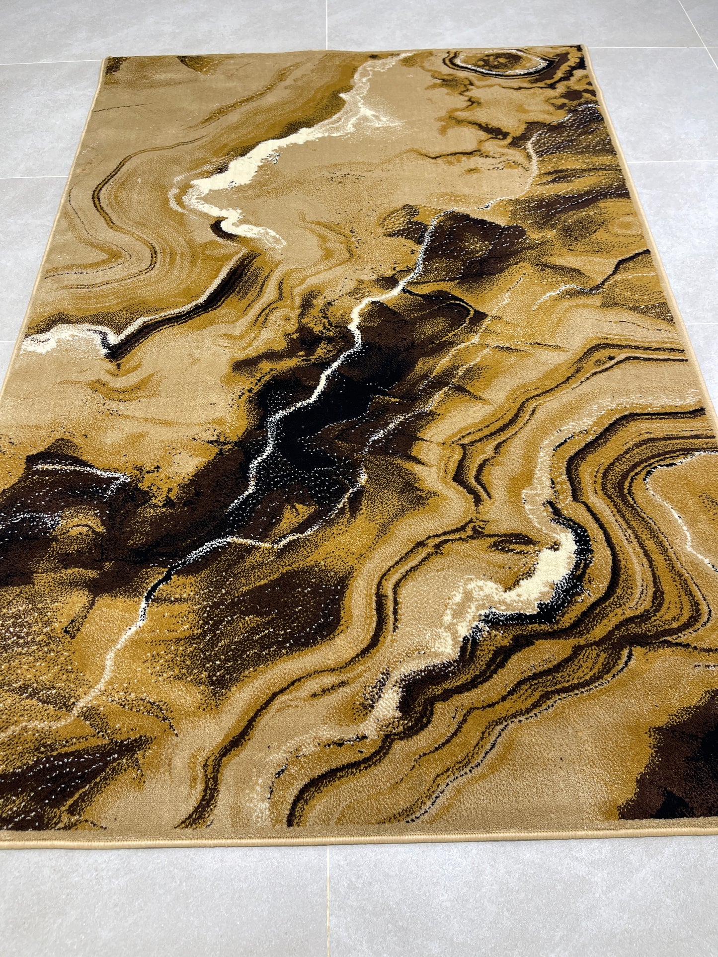 Modern polypropylene Rug,back woven(Article-868-Beige ) Size : 5ft width  x 7.3ft length (150cm x 220cm)