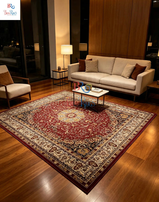 Persian polypropylene Rug,back woven(Article-21-Red )