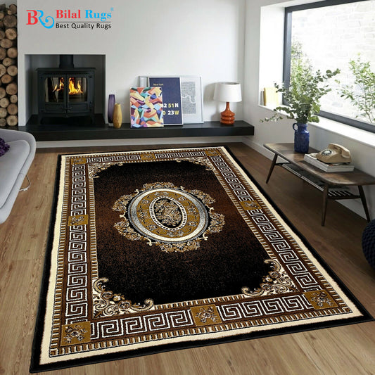 Versace Polypropylene Rug,back woven(Article-75-Black)