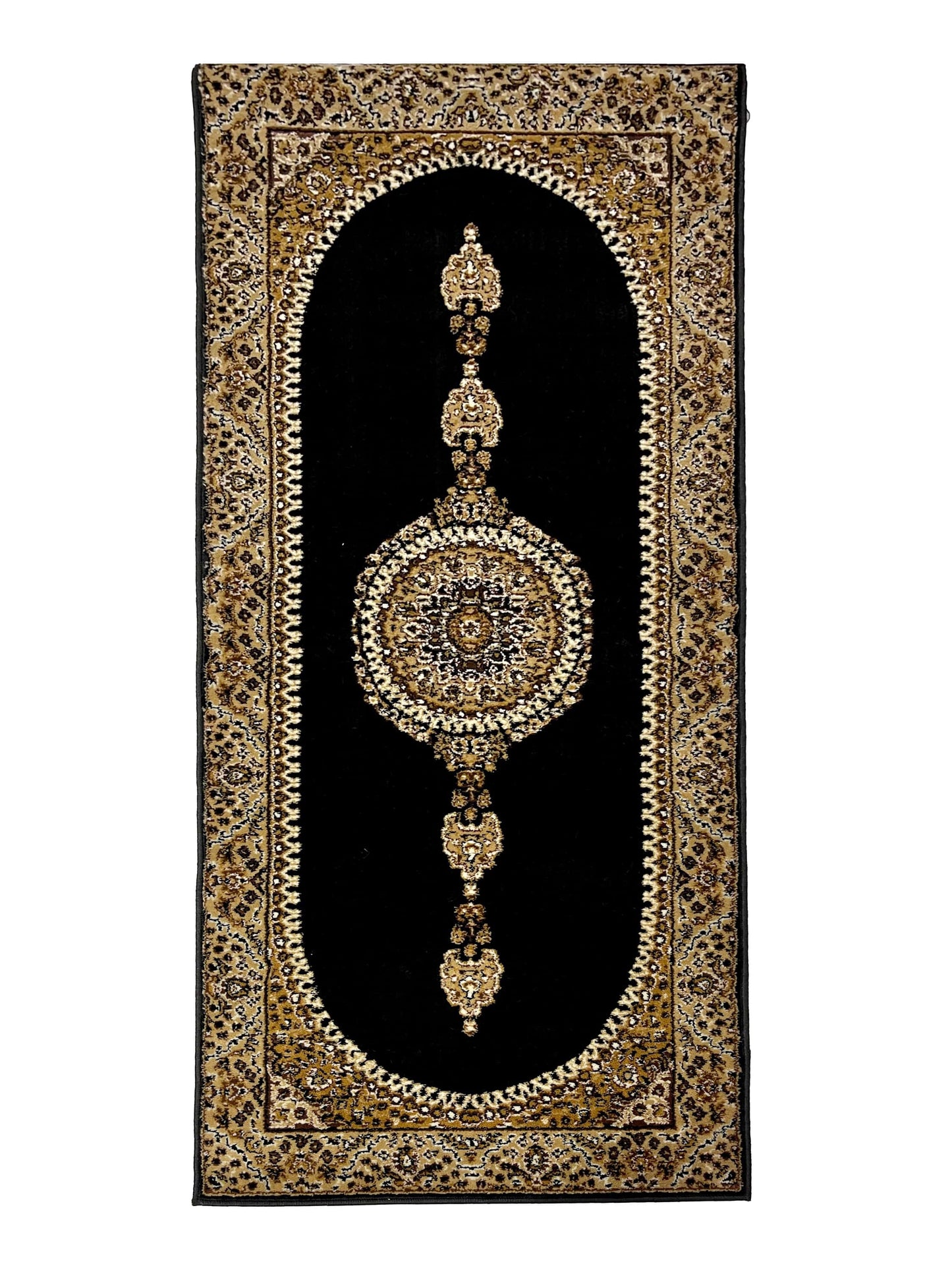 Black Persian Polypropylene Woven Runner.
Size : 2.6 ft width x 6.6 ft length 
(80 cm x 200 cm)