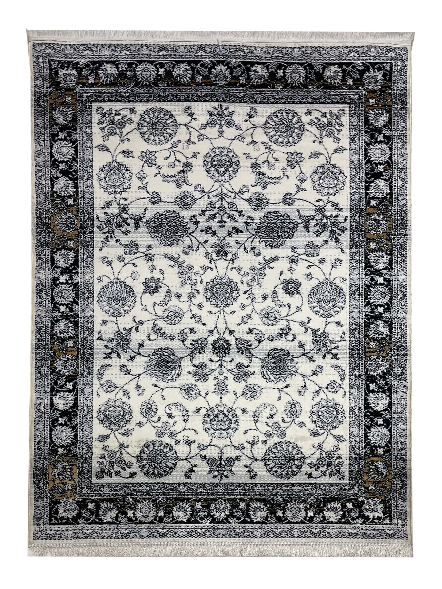 Irani modern Vintage Woven Rug.
Article-766-Grey , White
Size : 5ft width  x 7.3ft length (150cm x 220cm)