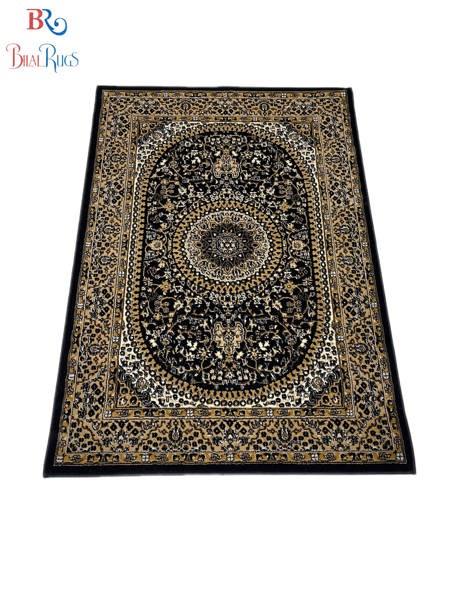 Persian polypropylene Rug,back woven(Article-22-Black)
