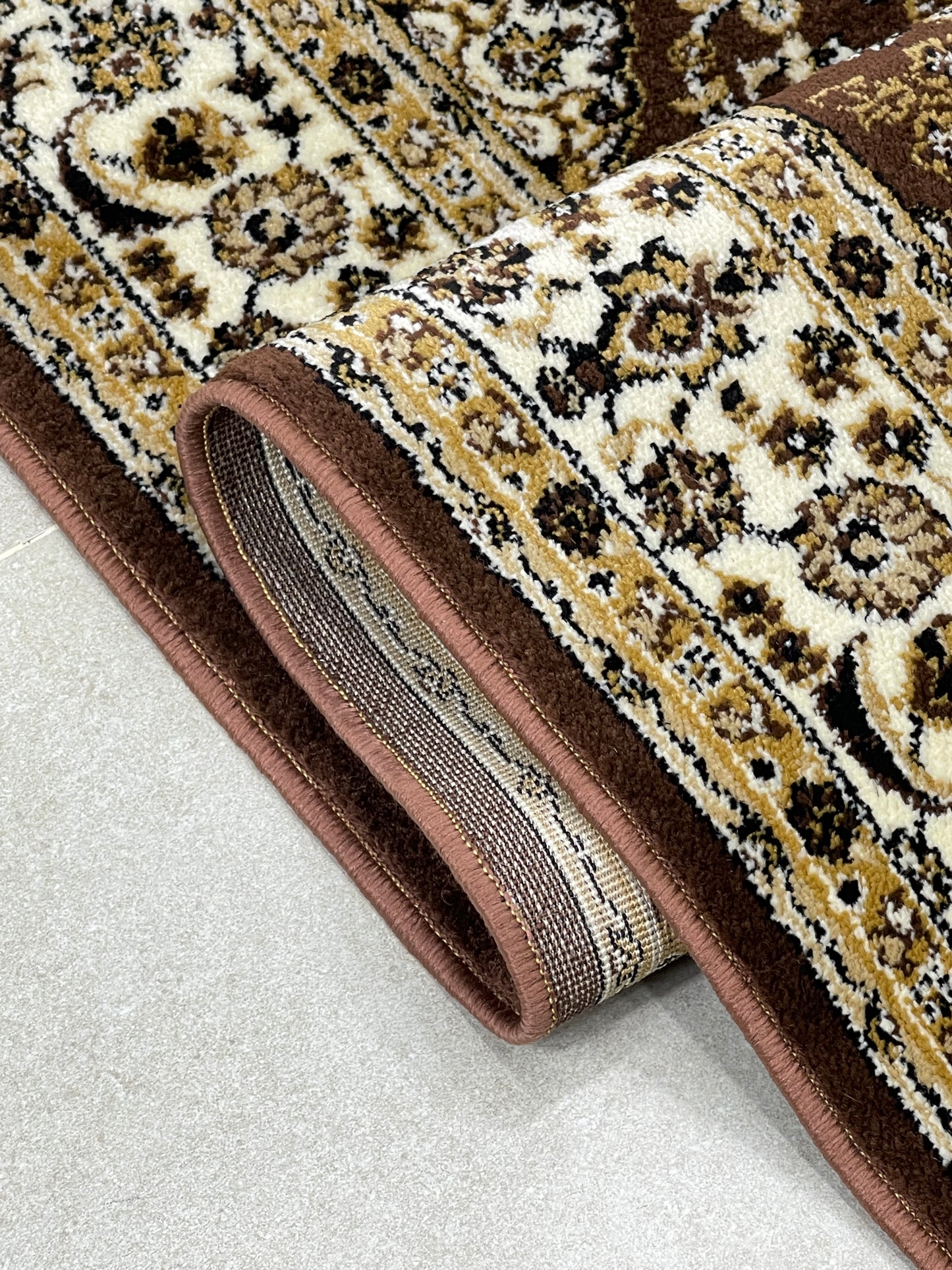 Persian Polypropylene Rug,back woven(Article-19-Brown) Size : 5ft width  x 7.3ft length (150cm x 220cm)