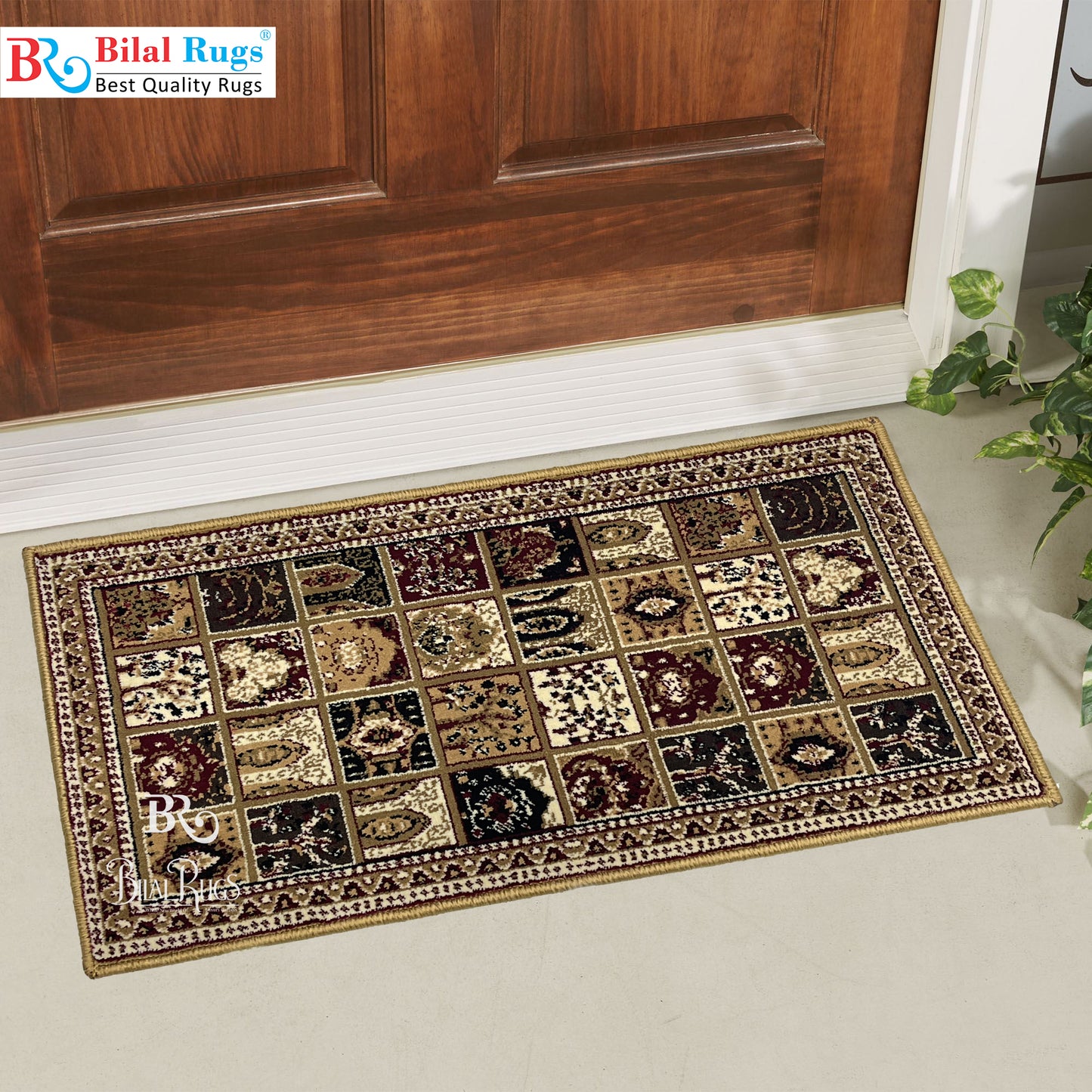Beige Polypropylene Woven Mat.
Size : 40 cm width x 75 cm length