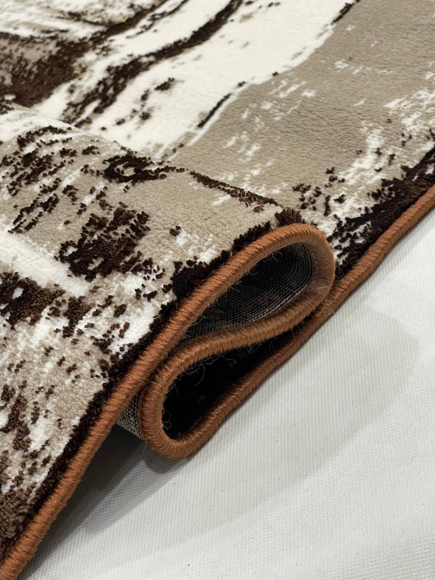 Pakistani Silk Woven Rug.(Article-1467-Brown) Size : 5ft width  x 7.3ft length (150cm x 220cm)