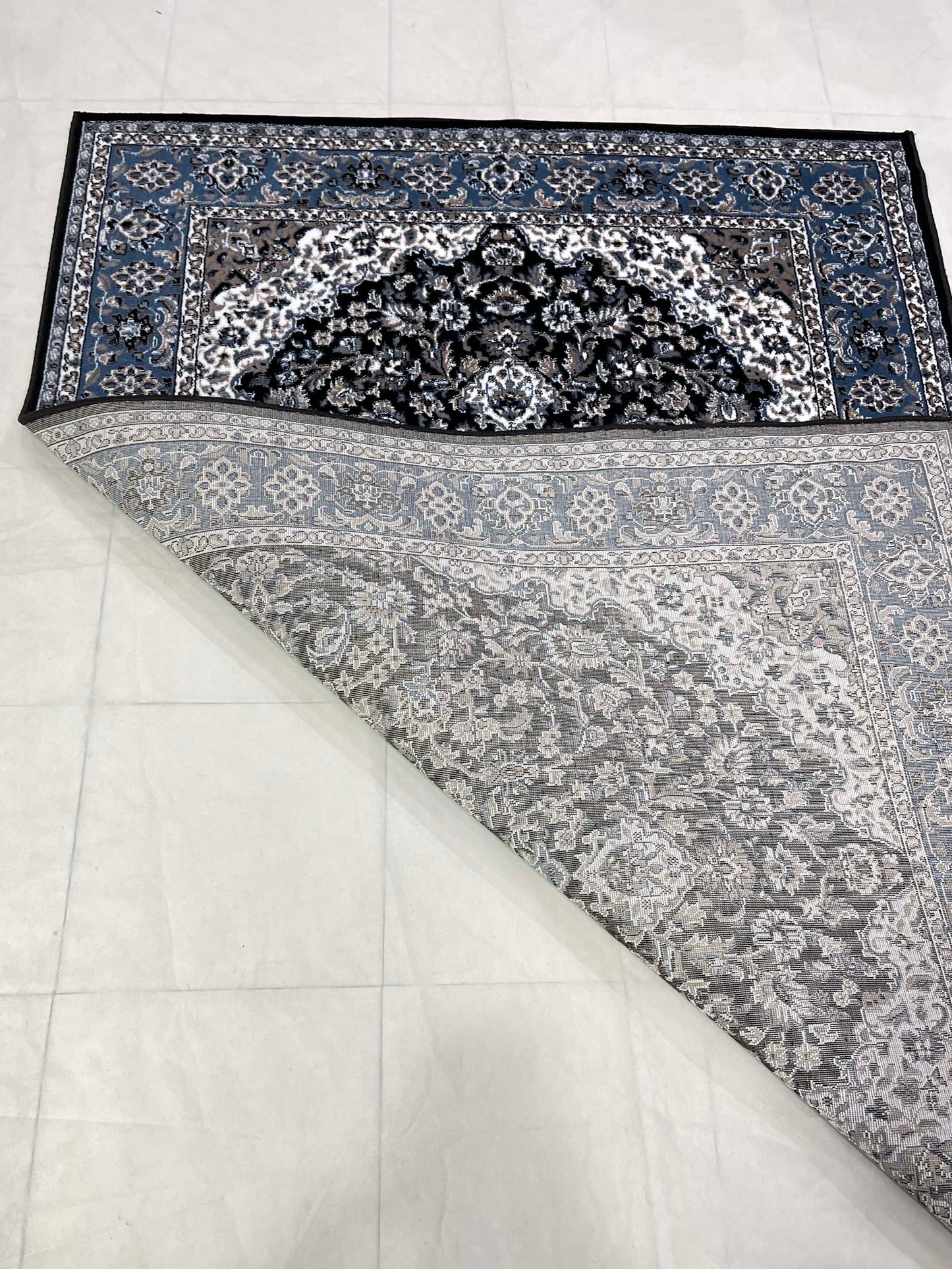 Persian polypropylene Rug,back woven(Article-01-Black ,Blue )
Size : 5ft width  x 7.3ft length (150cm x 220cm)