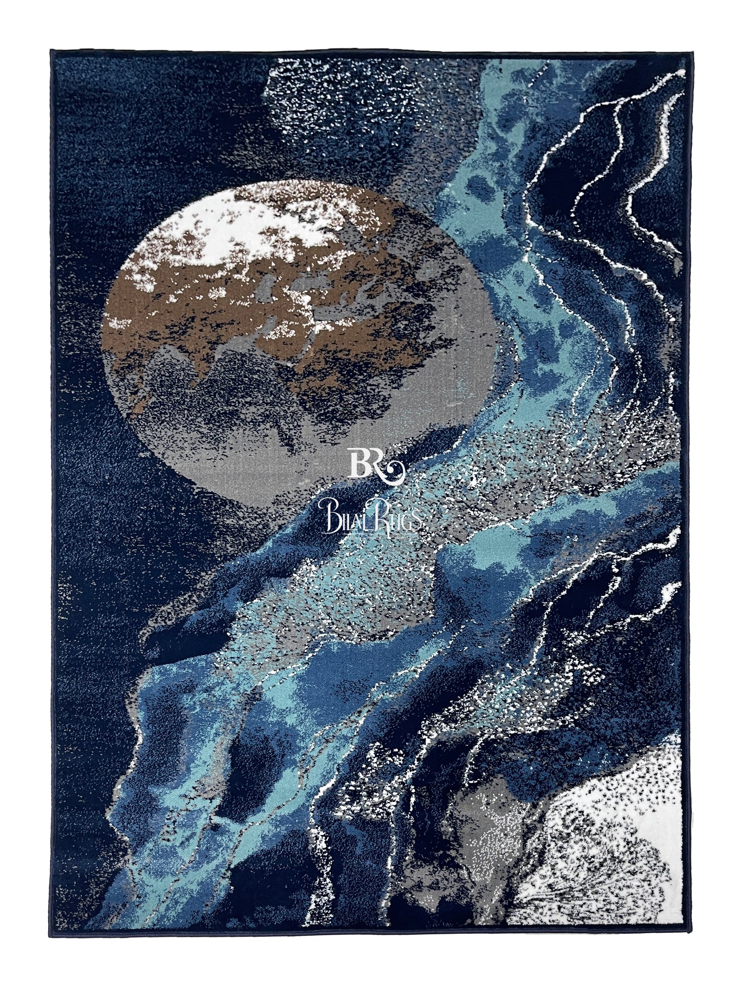 Modern polypropylene Rug,back woven(Article-5444-Blue)
Size : 5ft width  x 7.3ft length (150cm x 220cm)