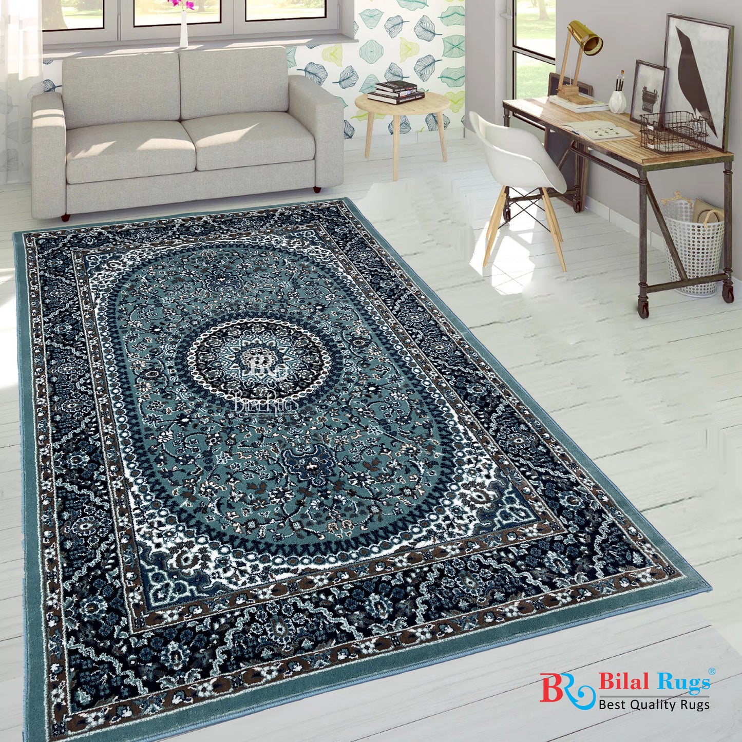 Persian Polypropylene Rug,back woven(Article-22-Feroze)
Size : 5ft width  x 7.3ft length (150cm x 220cm)