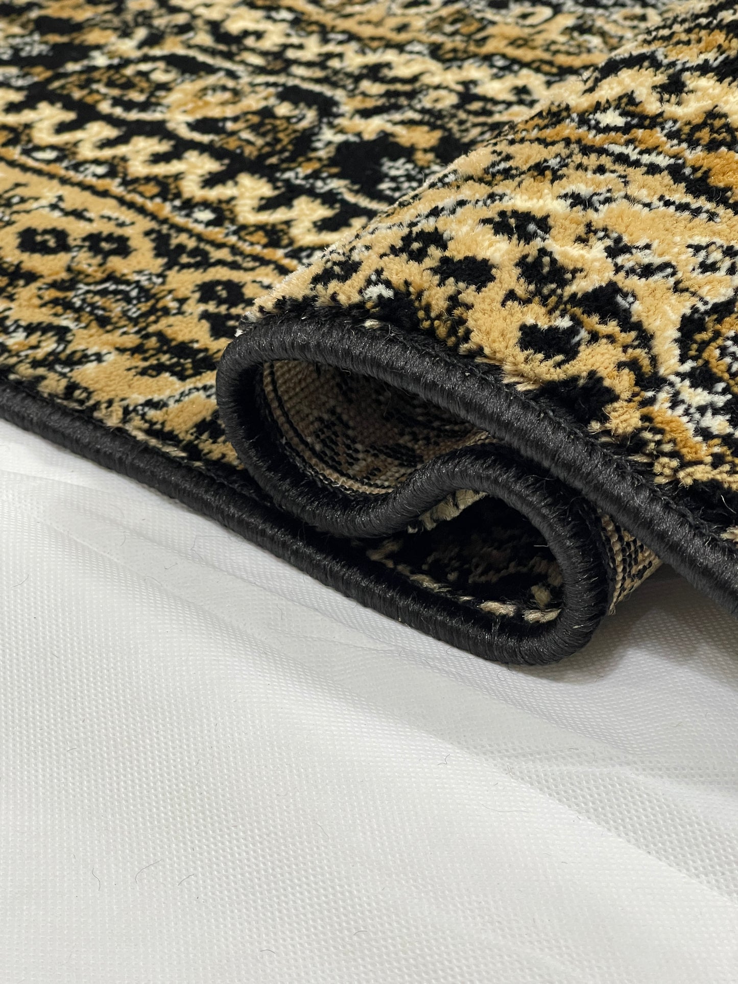 Black Persian Polypropylene Woven Rug.  Size : 2.6 ft width x 6.6 ft length  (80 cm x 200cm)