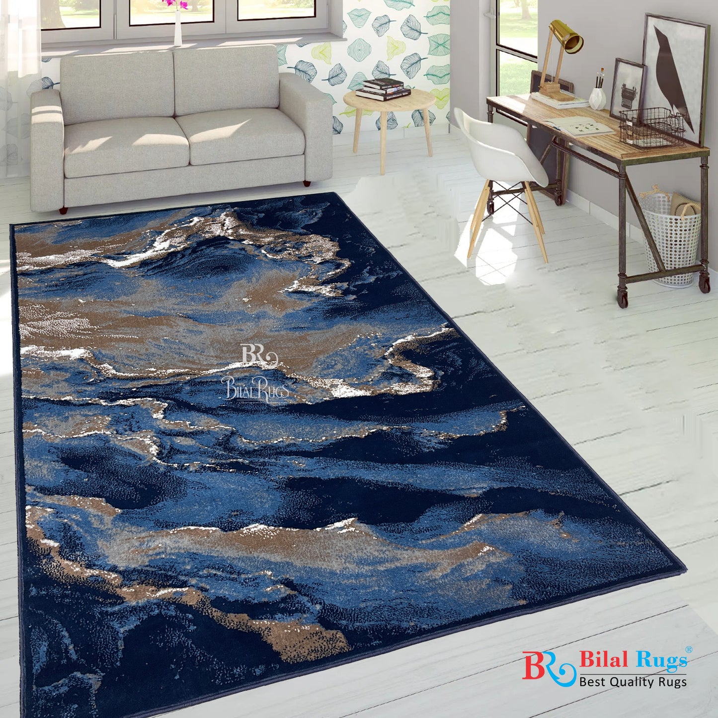 Modern polypropylene Rug,back woven(Article-1777-Blue)
Size : 5 ft width x 7.3 ft length ( 150 cm x 220 cm)
