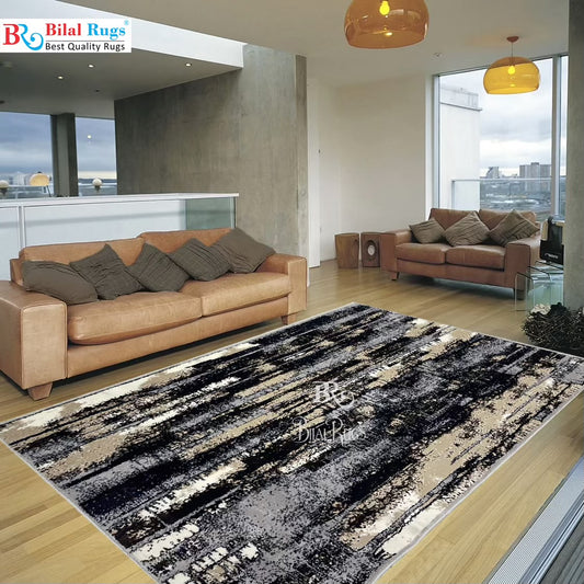 Pakistani Silk Woven Rug.(Article-1554-Grey) Size : 4 ft width x 5.6 ft length