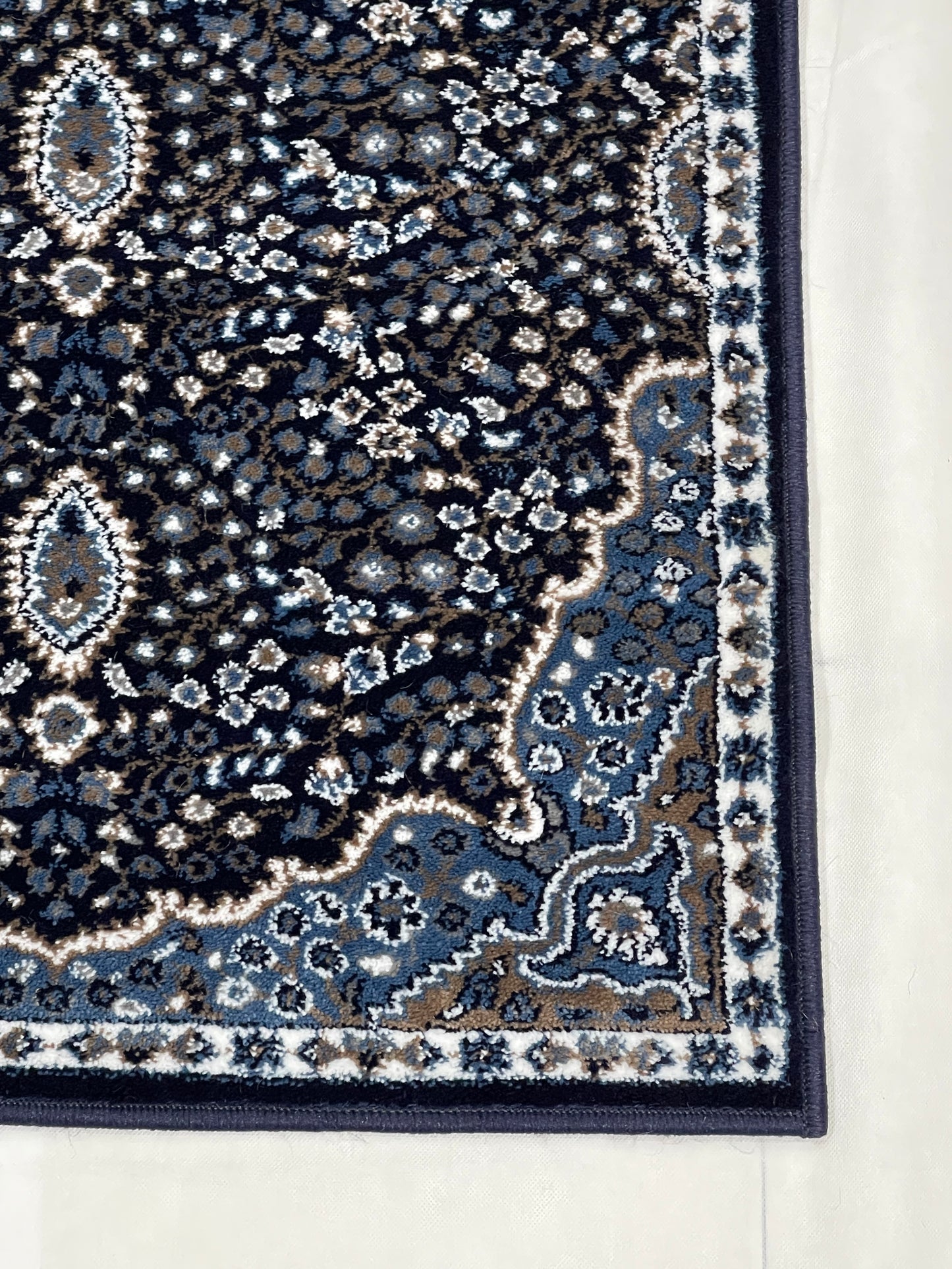 Dark Blue Persian Polypropylene Woven Rug.  Size : 2.6 ft width x 6.6 ft length  (80 cm x 200cm)
