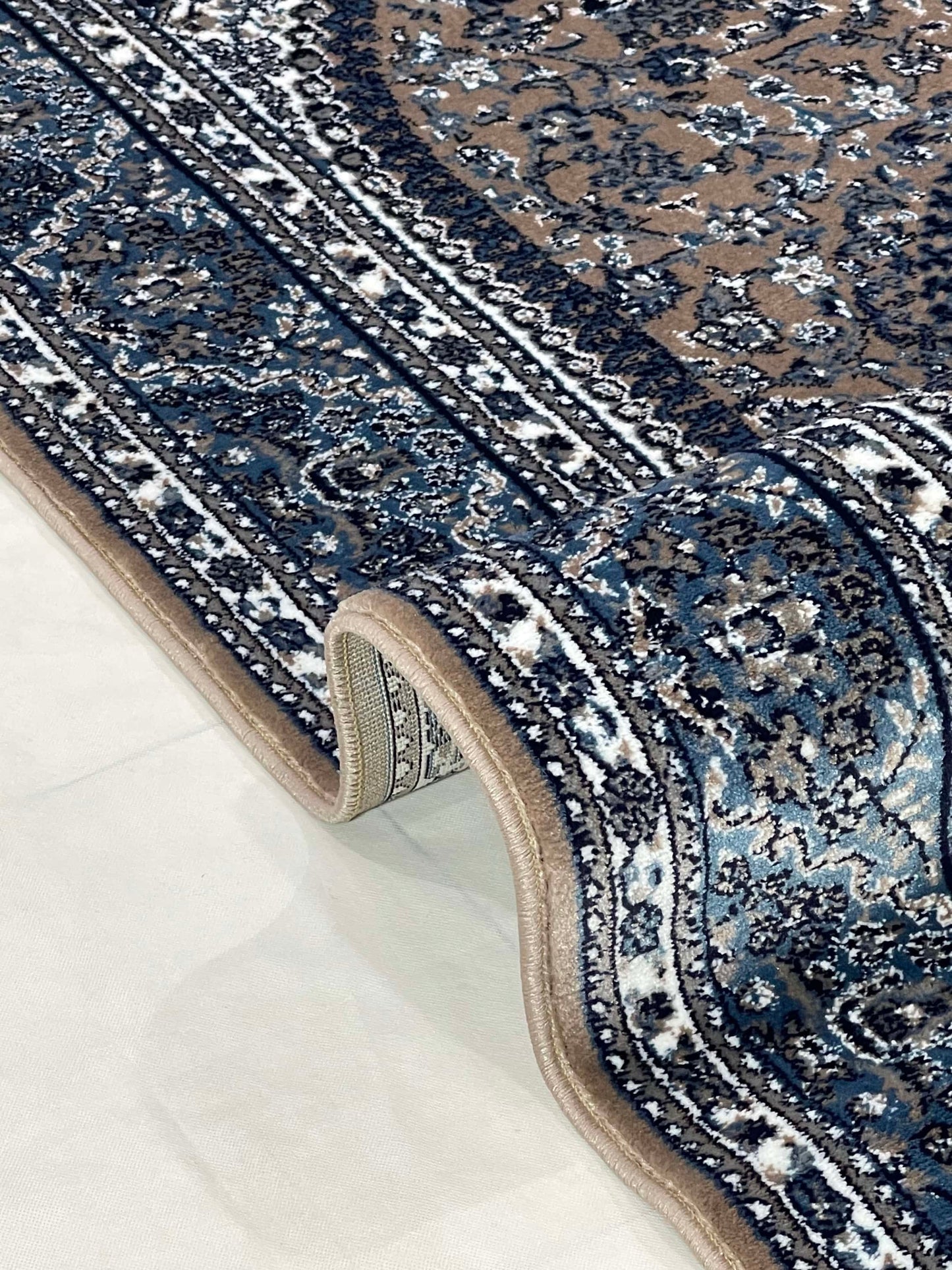 Persian polypropylene Rug,back woven(Article-22-Mink , blue )