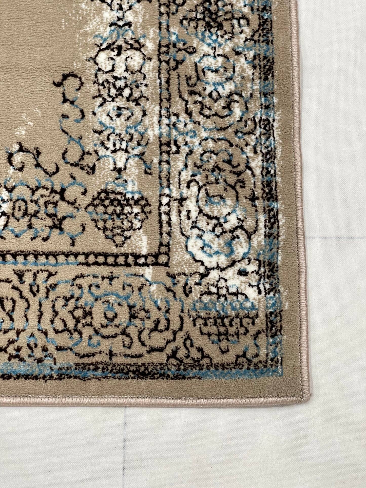 Polyester Silk Woven Rug.(Article-1455-Beige) Size : 3 ft width x 5 ft length ( 100cm x 150cm)