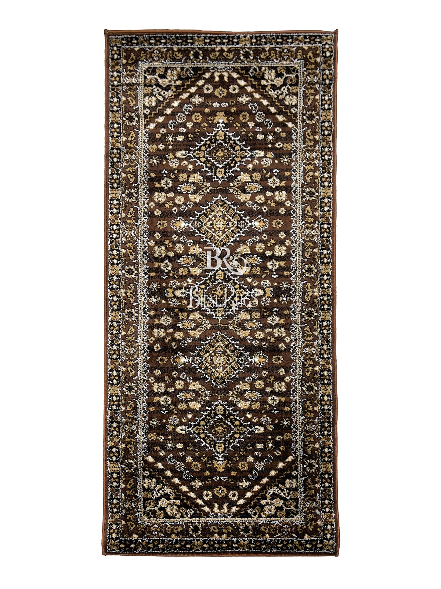 Brown  Persian Polypropylene Woven Rug.  Size : 2.6 ft width x 6.6 ft length  (80 cm x 200cm)