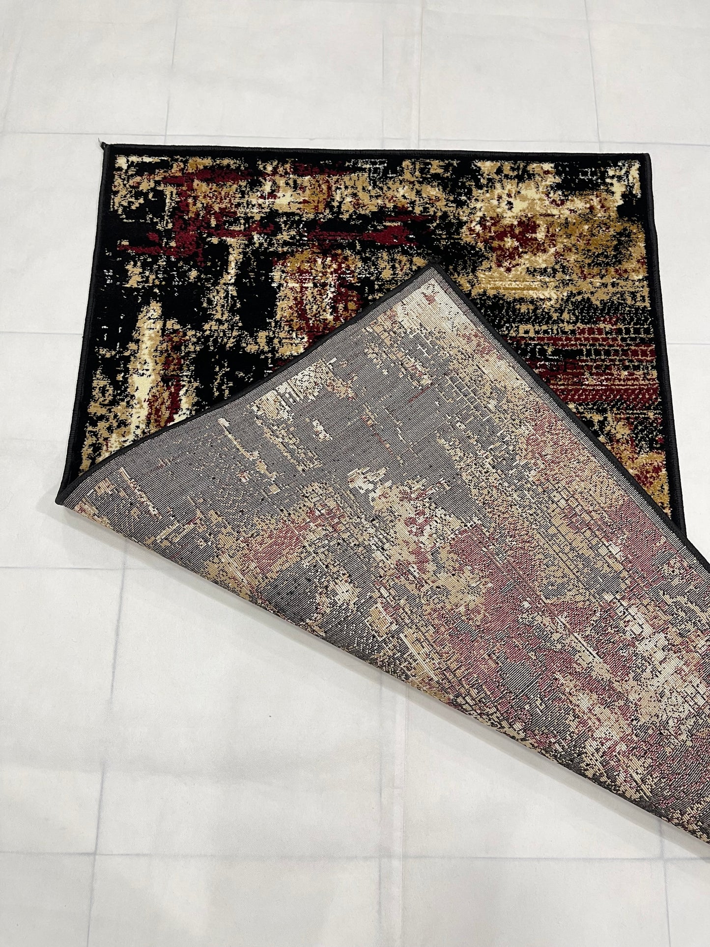 Modern Polypropylene Rug,Woven Back (Article-72-Black) Size : 3 ft width x 5 ft length (100cm x 150 cm)