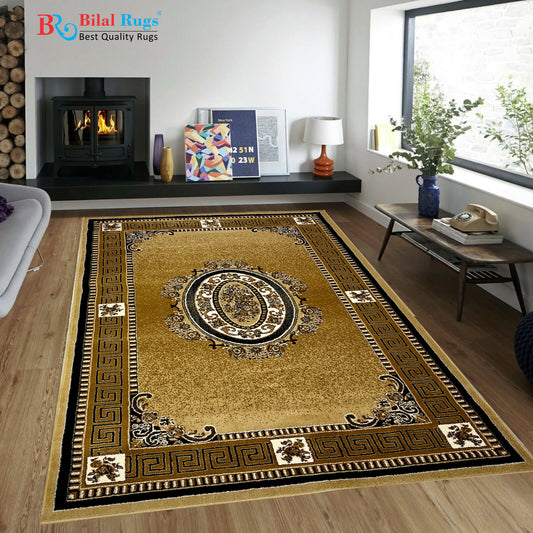 Versace Polypropylene Rug,back woven(Article-75-Beige)
Size : 5ft width  x 7.3ft length (150cm x 220cm)