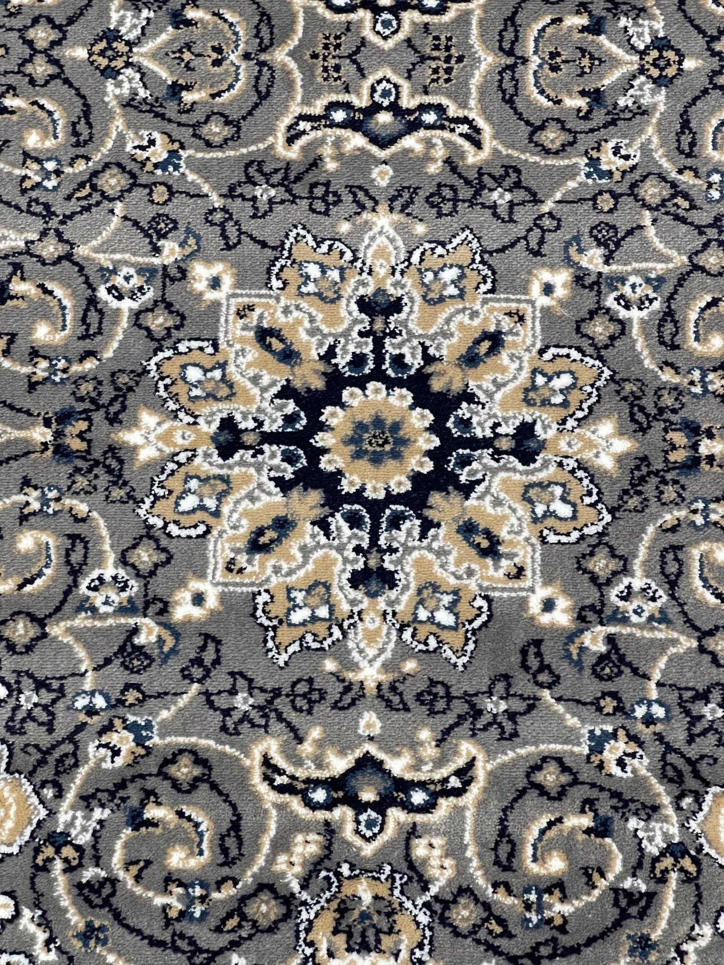 Grey Persian Polypropylene Woven Rug.  Size : 2.6 ft width x 6.6 ft length  (80 cm x 200cm)