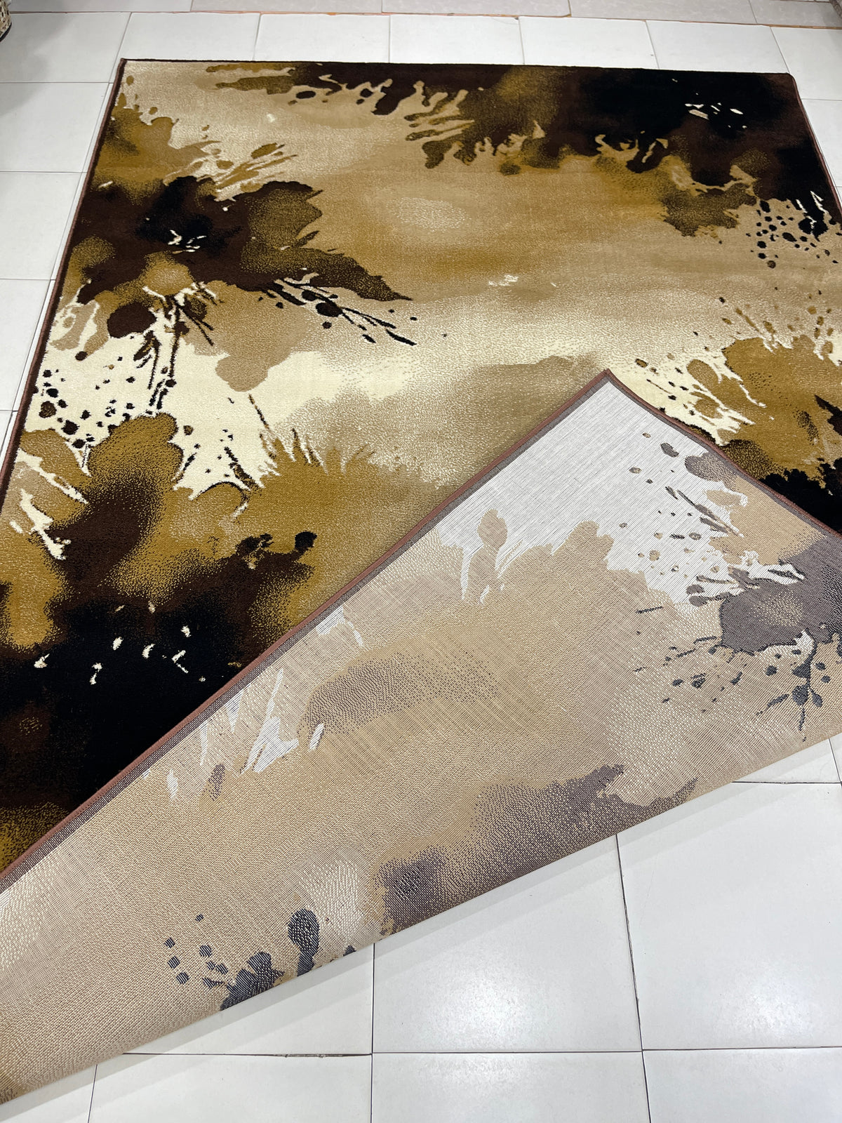 Modern polypropylene Rug,back woven(Article-166-Brown)