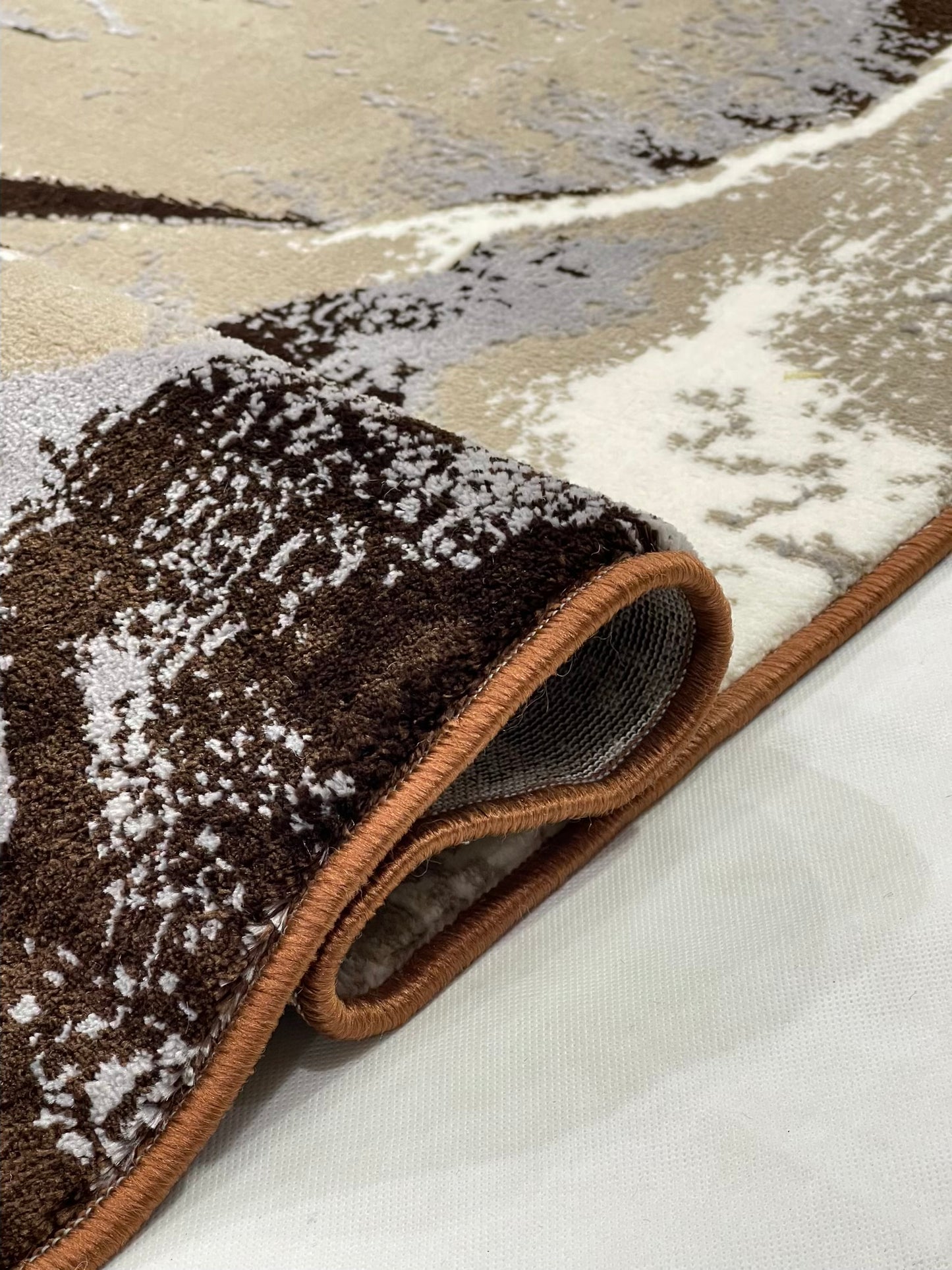 Pakistani Silk Woven Rug.(Article-1461-Brown) Size : 5ft width  x 7.3ft length (150cm x 220cm)