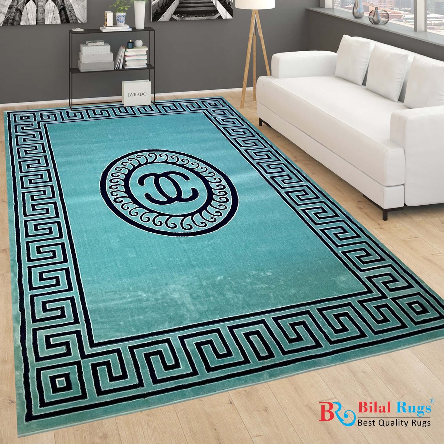 Versace polypropylene Rug,back woven(Article-177-Feroze)
Size : 6.6 ft width x 9.6 ft length (200cm x 290cm)