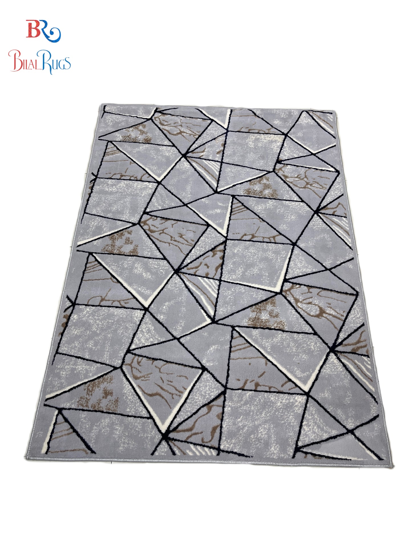 Polyester Silk Woven Rug.(Article-1550-Grey) Size : 4 ft width x 5.6 ft length