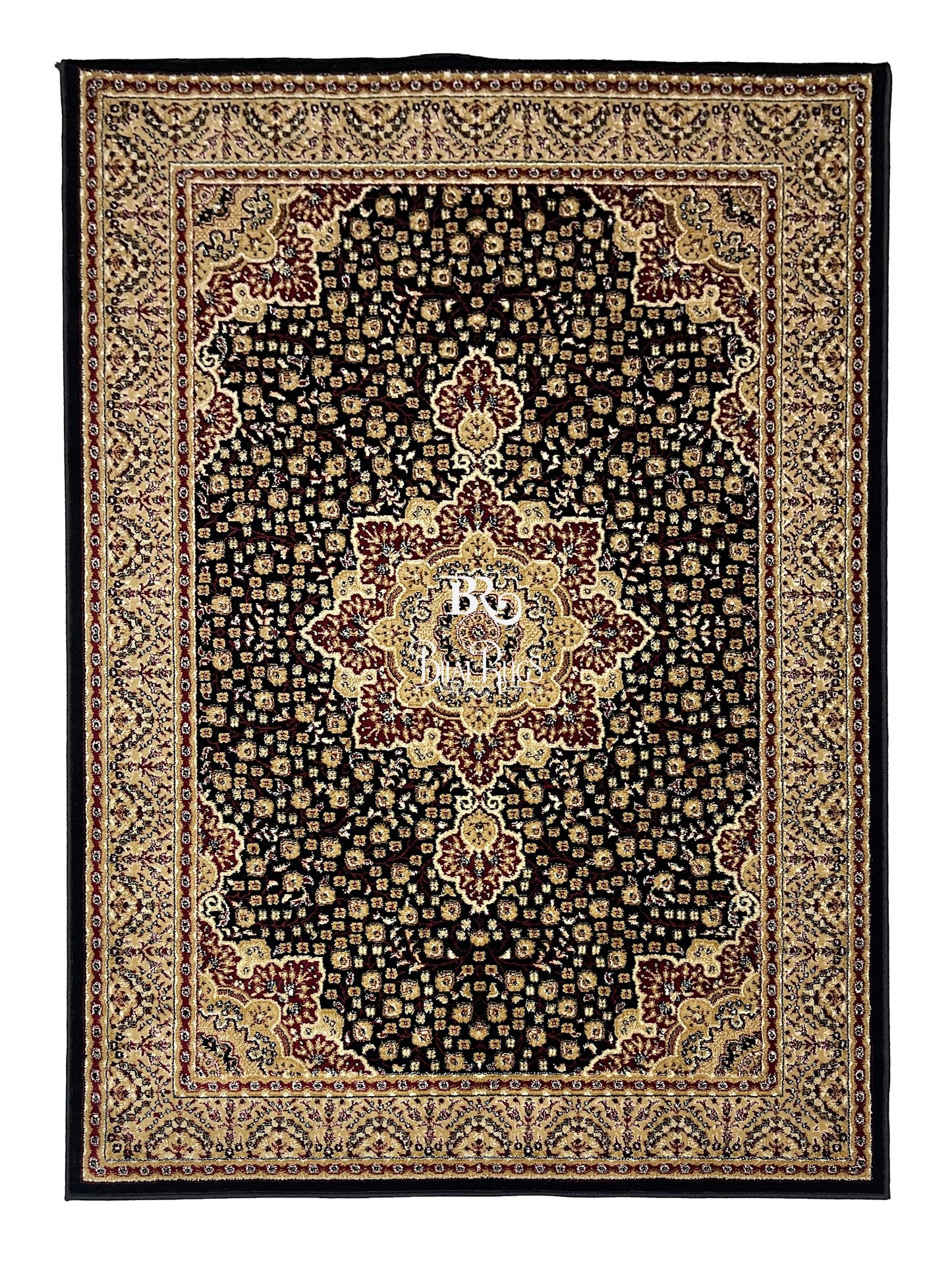 Persian polypropylene Rug,back woven(Article-04-Black)