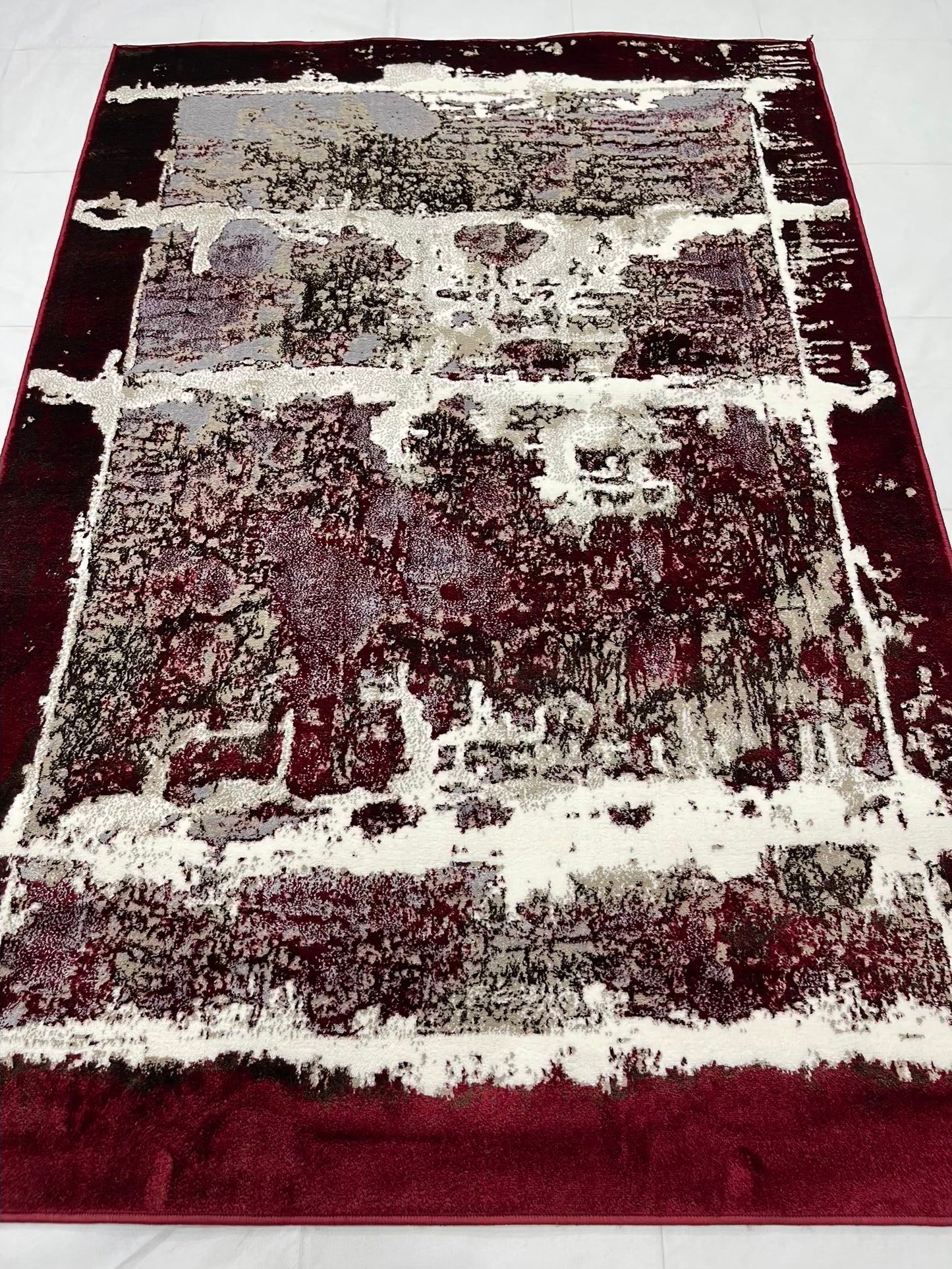 Pakistani Silk Woven Rug.(Article-1464-Red) Size : 5ft width  x 7.3ft length (150cm x 220cm)