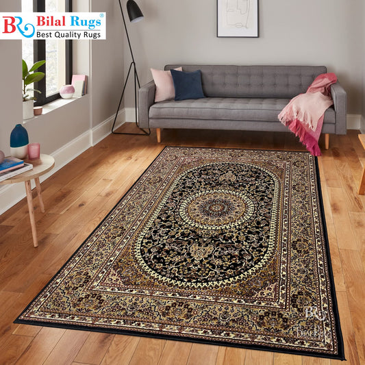Persian polypropylene Rug,back woven(Article-22-Black)