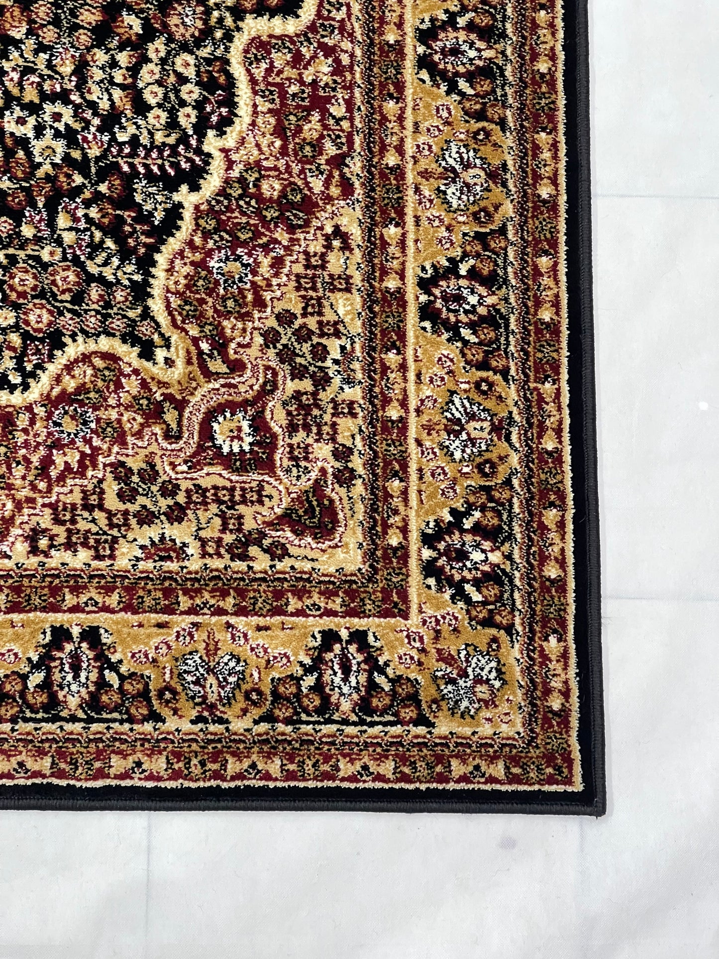 Persian Polypropylene Rug,Woven Back (Article-25-Black,Red)