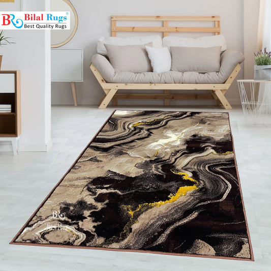Polyester Silk Woven Rug.(Article-1560-Brown) Size : 4 ft width x 5.6 ft length