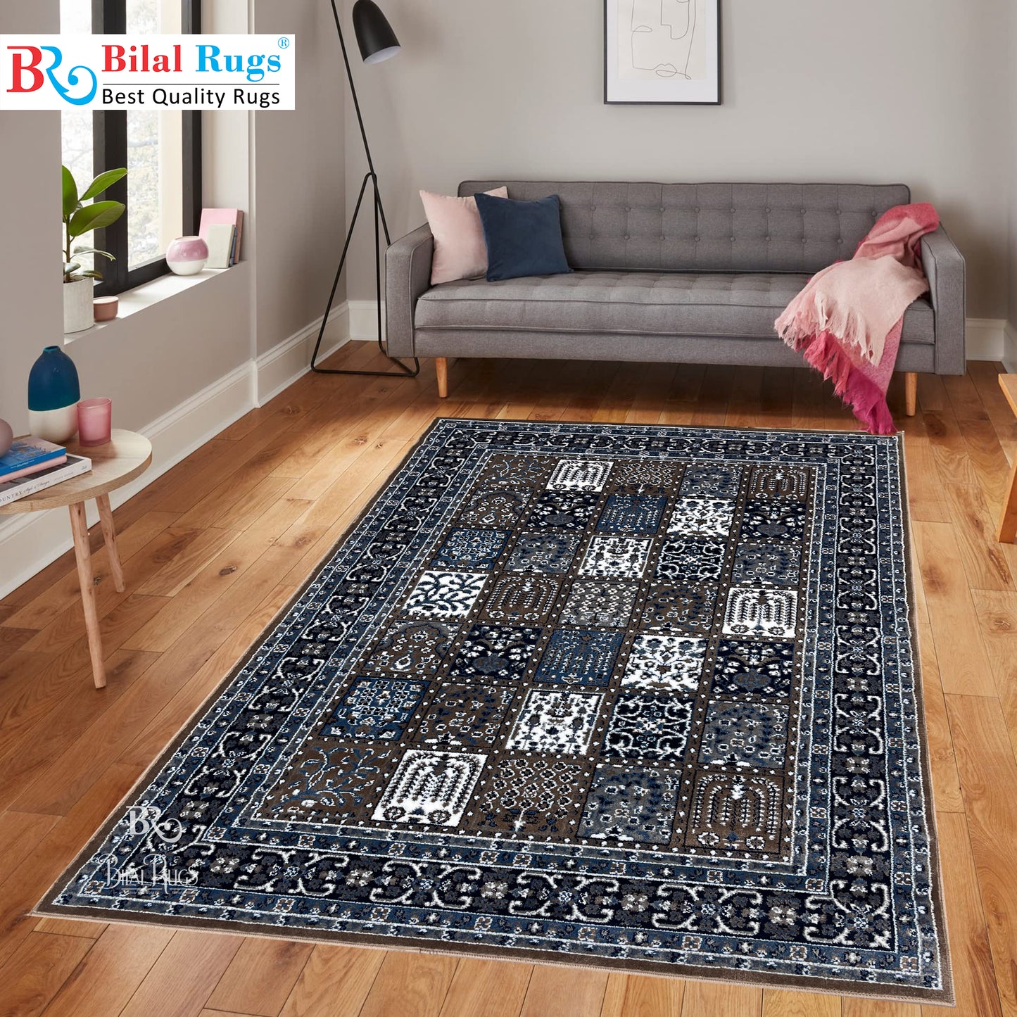 Persian Polypropylene Rug,back woven(Article-26-Mink) Size : 5ft width  x 7.3ft length (150cm x 220cm)