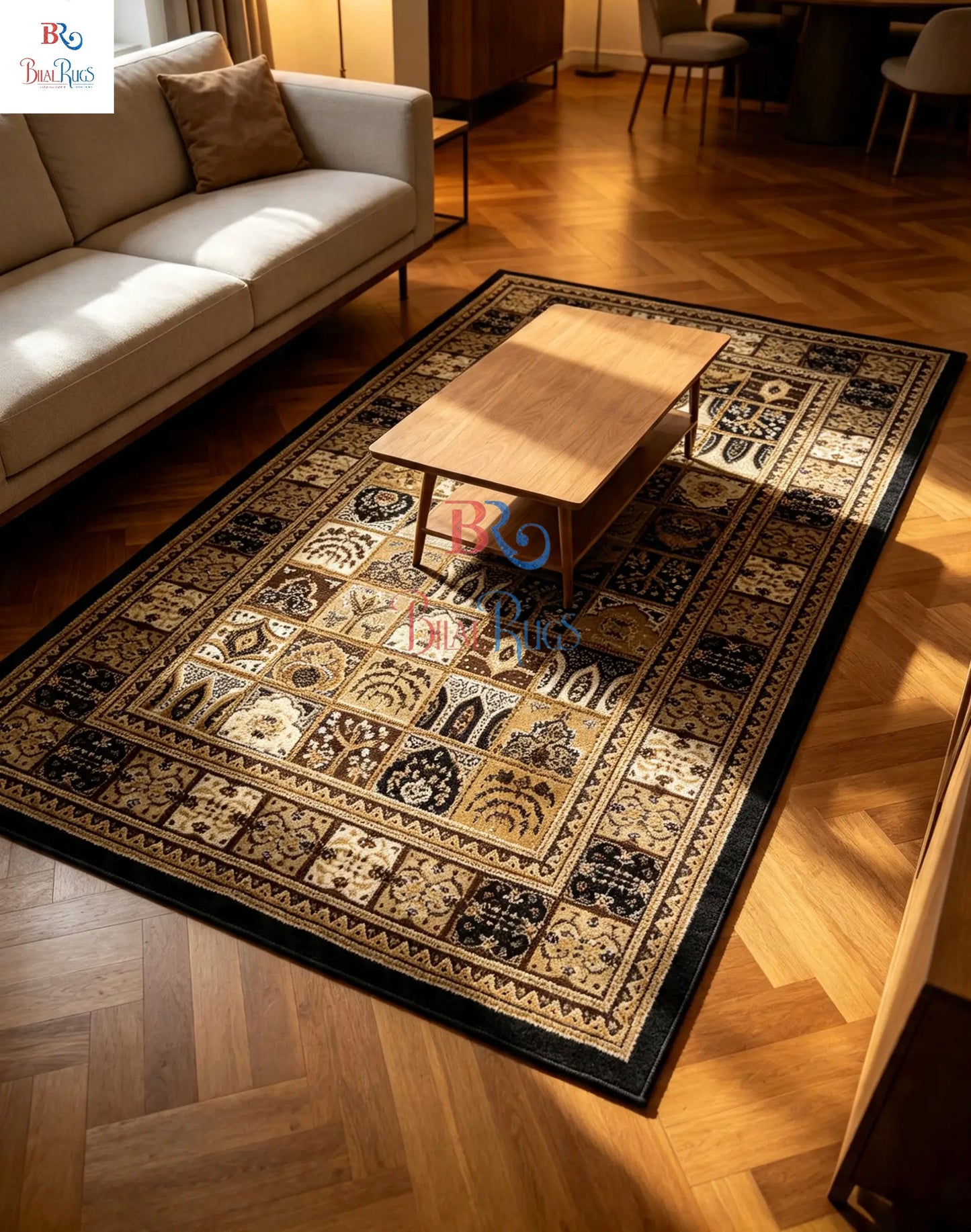 Persian polypropylene Rug,back woven(Article-88-Black )