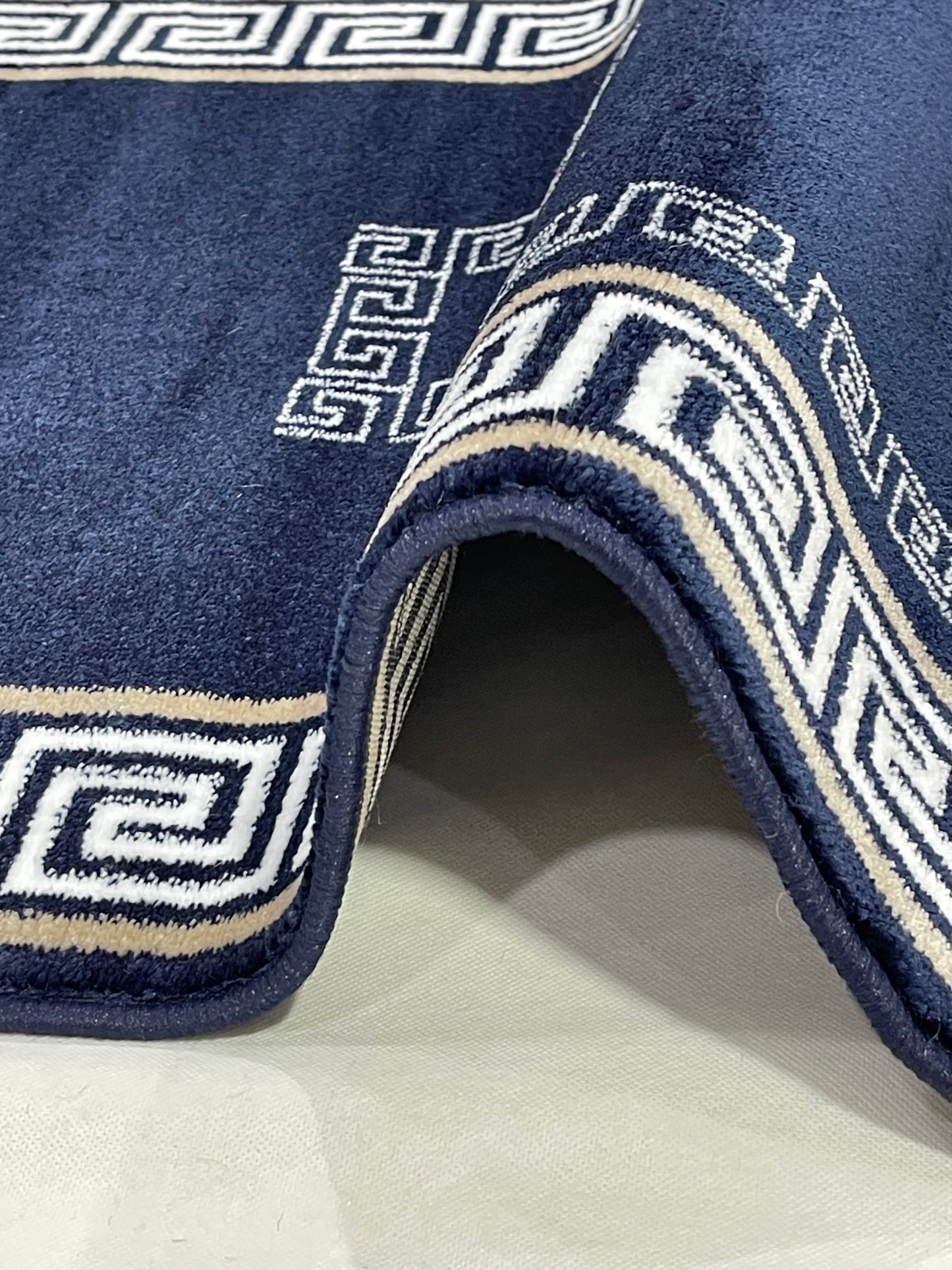 Blue Versace Polypropylene Woven Rug.  Size : 2.6 ft width x 6.6 ft length  (80 cm x 200cm)