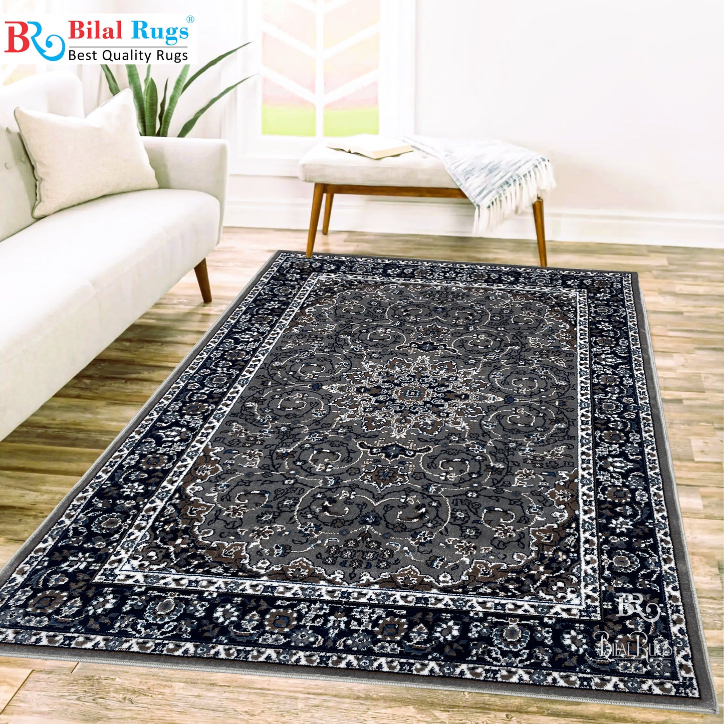 Persian Polypropylene Rug,back woven(Article-19-Grey)
